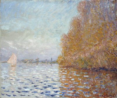 Bacia de Argenteuil com um único veleiro de Claude Monet